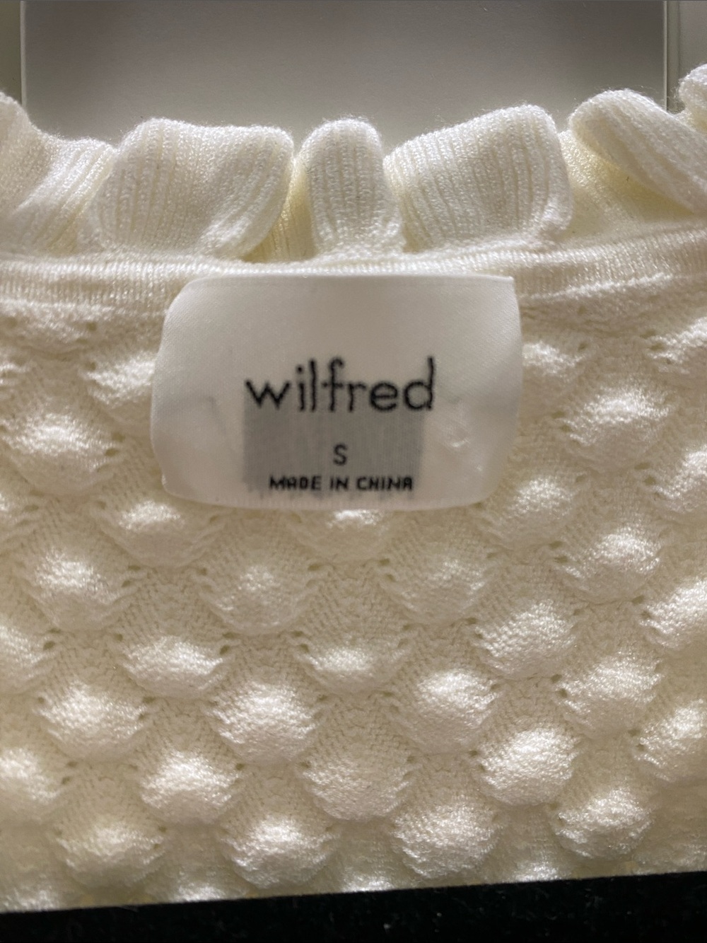 Wilfred Textured Knit Ruffle Neck Top - S - Picture 2 of 5
